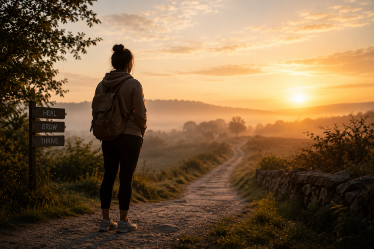 Person facing forward at sunrise, illustrating how to rebuild trust in yourself