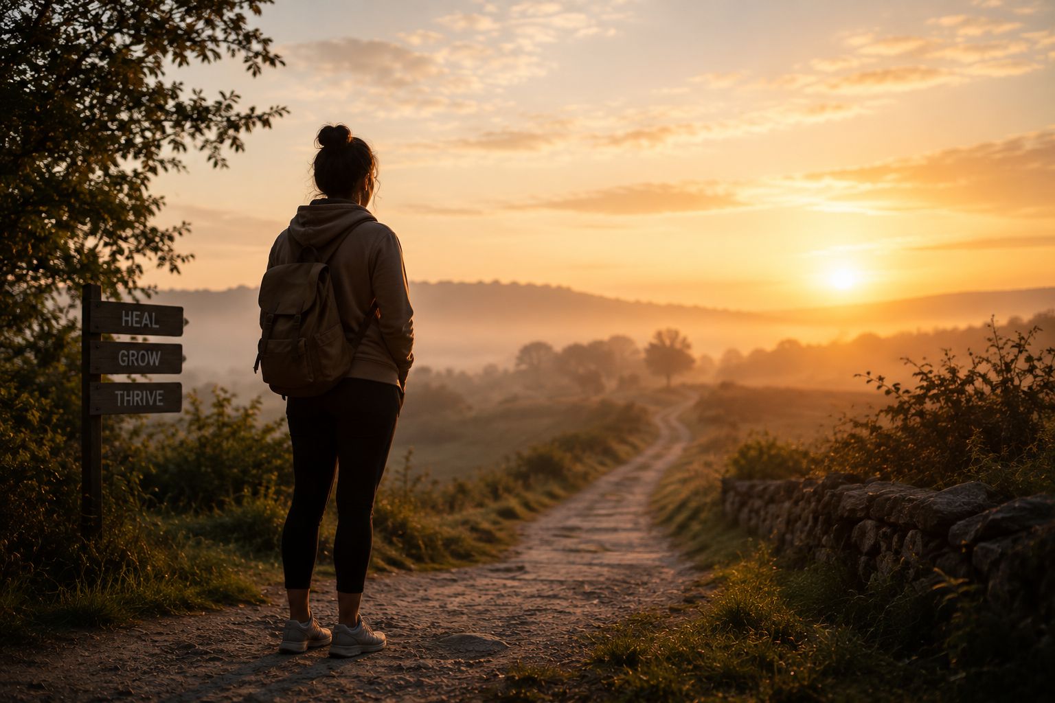 Person facing forward at sunrise, illustrating how to rebuild trust in yourself