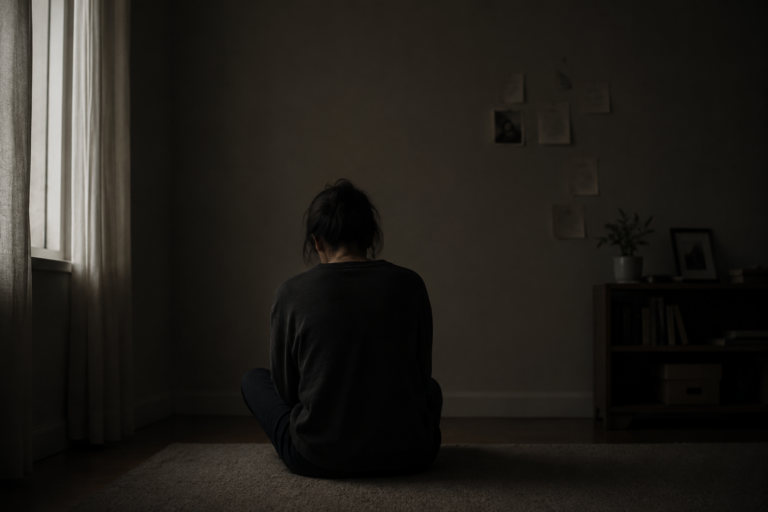 A child sitting alone in a dim room representing the invisible wound of childhood emotional neglect and its effects on adult relationships