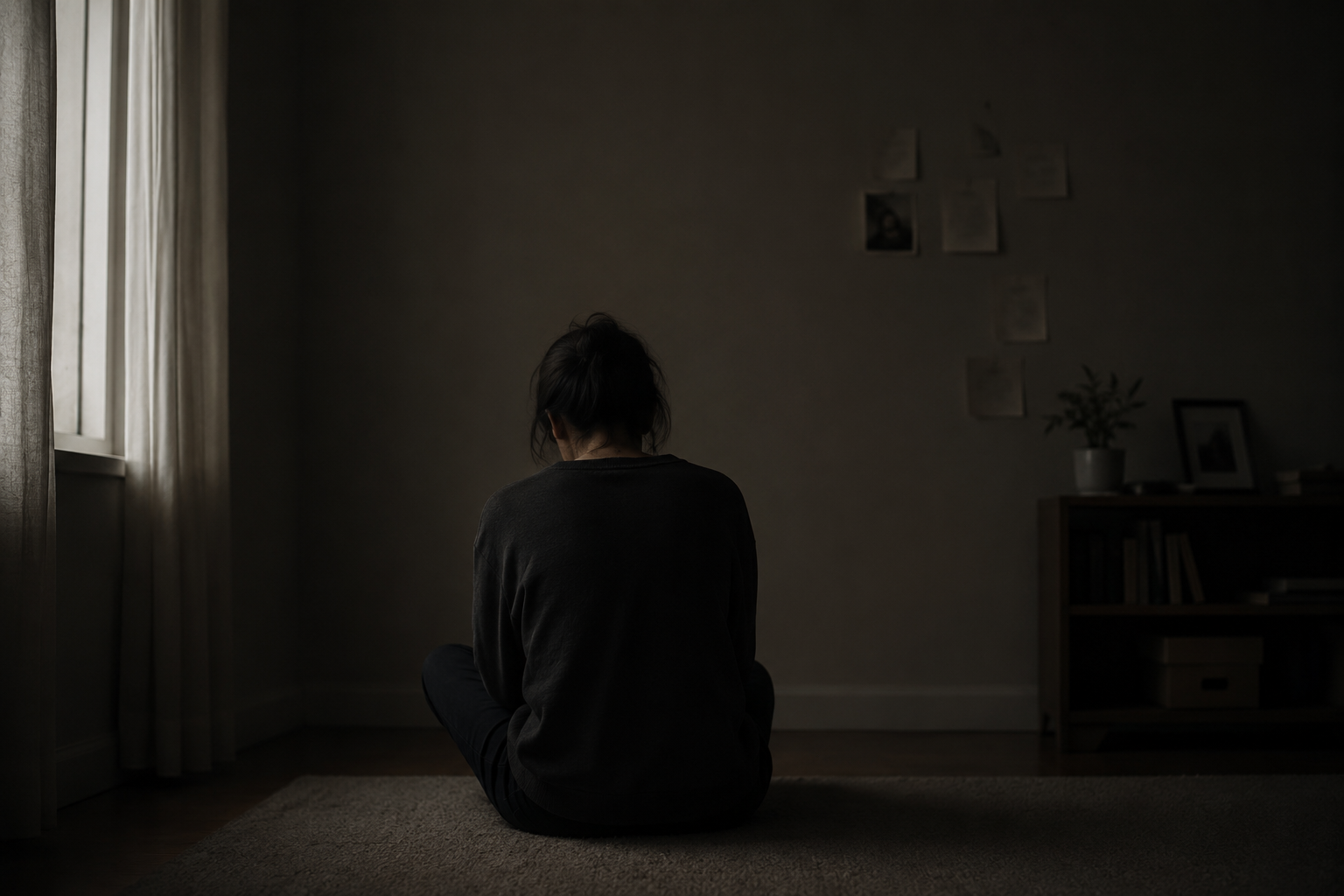 A child sitting alone in a dim room representing the invisible wound of childhood emotional neglect and its effects on adult relationships