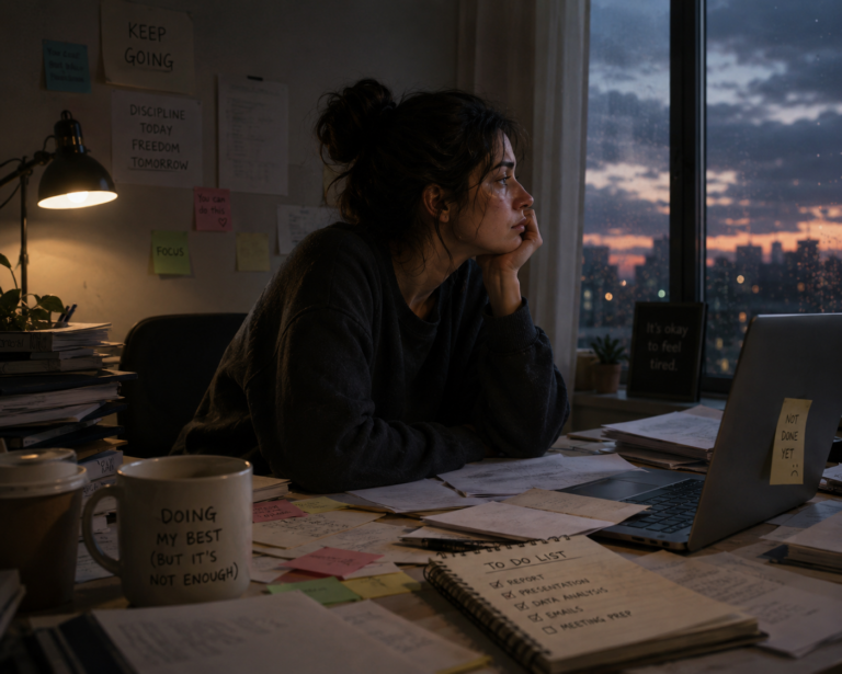 Person feeling emotionally exhausted while trying their best without results