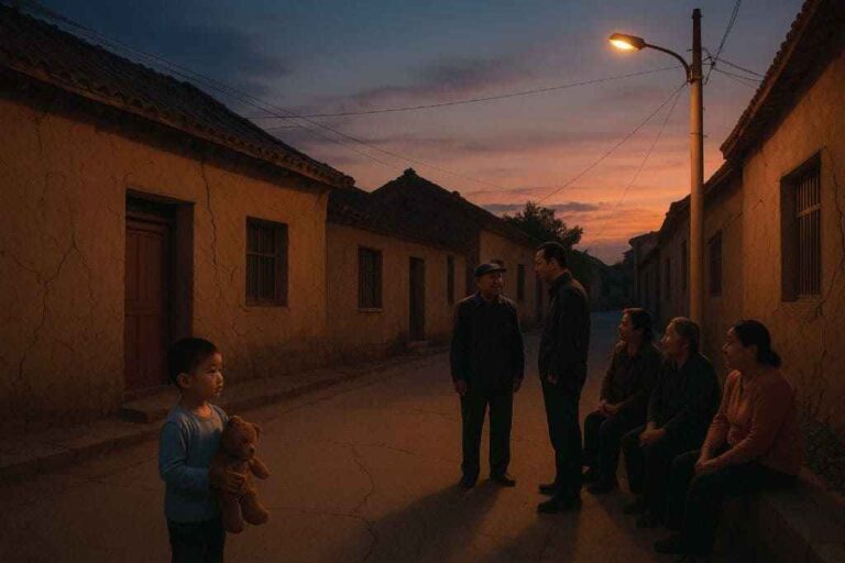 Gansu earthquakes 2025: Residents gather outside damaged homes after October tremors, showing community support and resilience