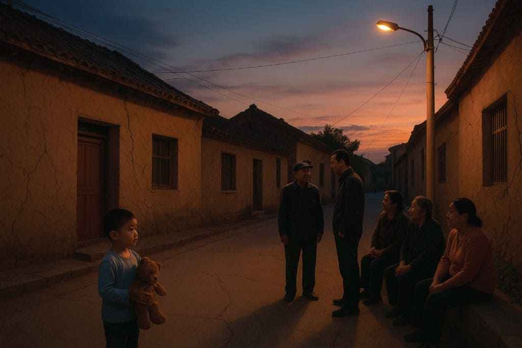 Gansu earthquakes 2025: Residents gather outside damaged homes after October tremors, showing community support and resilience
